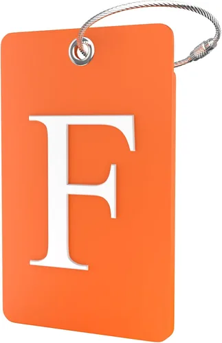 Vista 146 de Etiqueta de equipaje con inicial, totalmente flexible, con aro de acero inoxidable, letra G