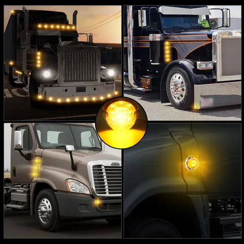 Vista 4 de 2 piezas de luces de sandía, luz de sandía LED de doble función de 17, lente ámbar con bisel de acero inoxidable, luces de señal de parada y giro