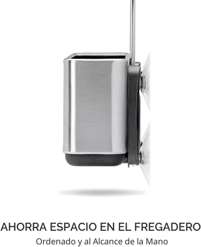 Vista 3 de simplehuman Soporte para esponja delgado para fregadero, acero inoxidable cepillado, color plateado