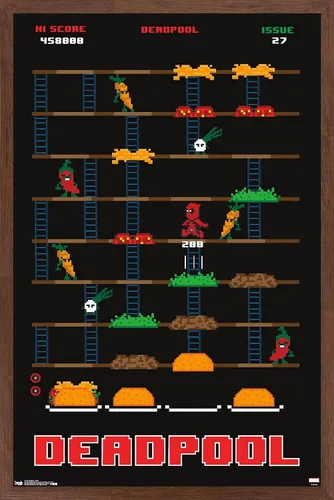 Vista 17 de Trends International Marvel Comics Deadpool - Póster de pared de juego, 22.4 pulgadas de largo x 14.7 pulgadas, versión enmarcada de madera
