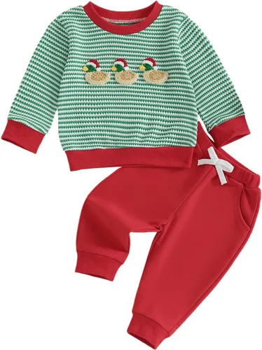 Vista 45 de Conjunto de Navidad para bebé niño con camisa divertida larga y pantalón conjunto de ropa de primera Navidad para niños de 6 a 12, 18, 24 meses 2T