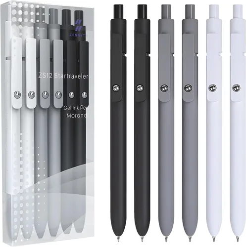 Vista 8 de 5 bolígrafos retráctiles de gel retro, bolígrafos de tinta negra de secado rápido, 0.5mm de punta fina con escritura suave y estética, bolígrafos