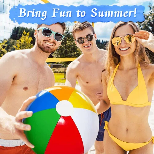 Vista 2 de Beach Balls 12 Pack, 12" Ball, Beach Toys for Kids, Pool Games, Inflatable Pool Toys, Bulk Hawaiian Tropical Theme Party Decorations Favors Supplies