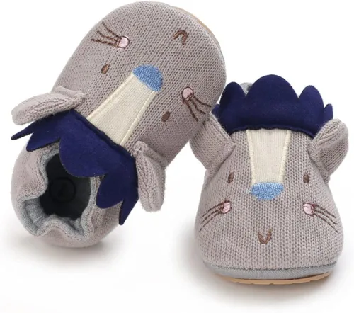 Vista 3 de KKIIDDSS Zapatos de punto para recién nacidos, para niños y niñas, con suela antideslizante suave, para cuna, para niños pequeños, zapatos