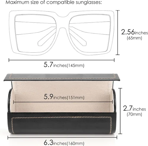 Vista 2 de Linkidea Extra Large Hard Shell Sunglasses Case Compatible with Rayban Square-Round ShapedVarious RayBan Models