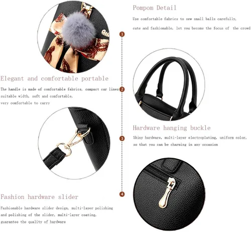Vista 4 de YOUNXSL Bolsos y bolsos de mano para mujer, bolsos de hombro, carteras con asa superior