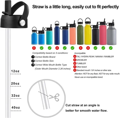 Vista 4 de Tapa de popote para botellas Hydroflask de 32/40 onzas, tapa de repuesto sin BPA con mango flexible, paquete de 2 tapas para sorbos Hydro Flask