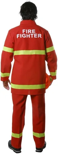 Vista 2 de Dress Up America Firefighter Costume for Adults - Mens Fireman Costume - Red
