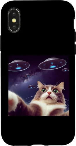 Vista 4 de Funda clásica para iPhone 15 con diseño de gato alienígena