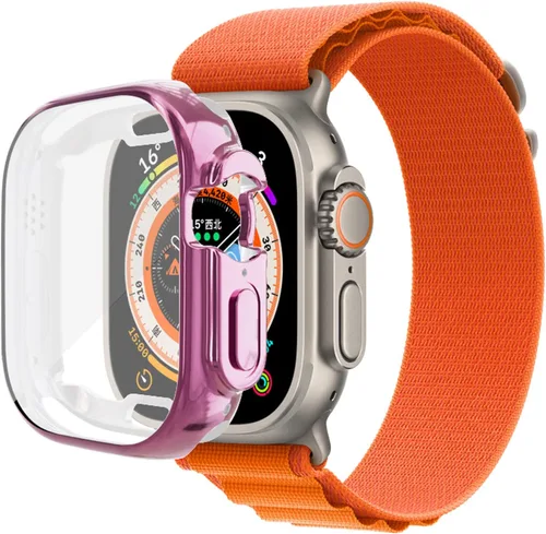 Vista 13 de Yrzper Funda protectora de pantalla compatible con Apple Watch Ultra de 1.732 pulgadas / Ultra 2 de 1.732 pulgadas, cubierta de TPU suave chapada
