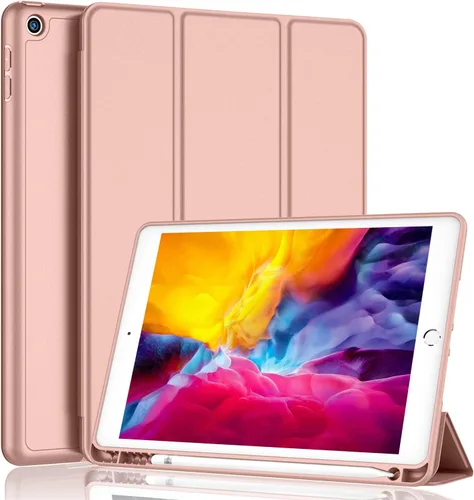 Vista 26 de iMieet Funda para iPad 9.7 (modelo 2018/2017, 6ª/5ª generación), funda inteligente con soporte para lápiz y parte trasera de silicona suave de piel