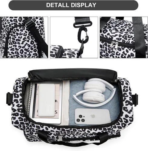 Vista 345 de Pequeña bolsa de gimnasio para mujer, bolsa de viaje con compartimento para zapatos