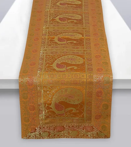 Vista 6 de Camino de mesa tradicional de seda rectangular decorativo, mantel de seda para centro de mesa con diseño floral ético, alfombrilla para mesa 152,4 x