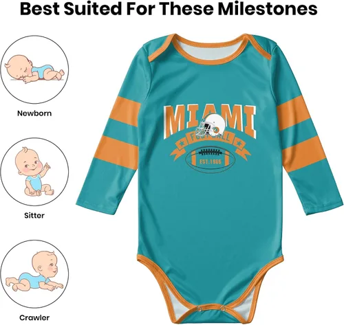Vista 8 de Ropa de bebé personalizada de manga larga de fútbol ropa de bebé recién nacido, número de nombre personalizado, regalos de bebé niño niña