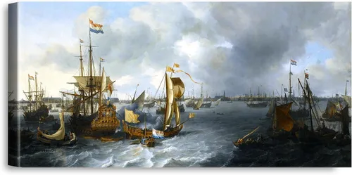 Vista 56 de A&T ARTWORK A Brisk Breeze por Willem van de velde Reproducciones de pintura de velero, impresiones en lienzo giclée para decoración del hogar, 20 x