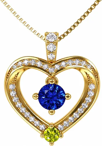 Vista 23 de Central Diamond Center Collar con piedra natal de corazón para madre e hijo con 1-6 piedras preciosas de imitación en plata de ley, oro de 10