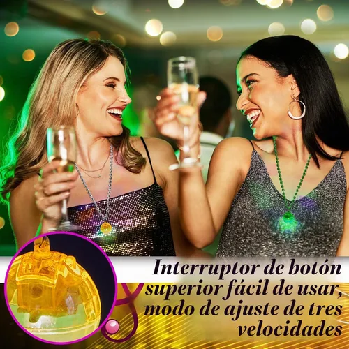 Vista 3 de Henoyso - 6 collares de discoteca iluminados para Halloween, colores mezclados Color mixto