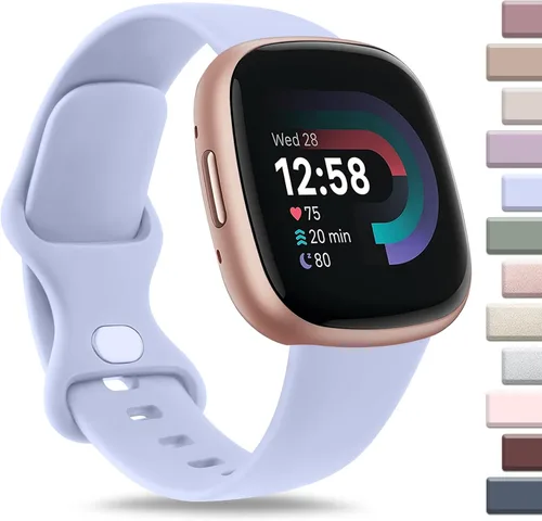 Vista 14 de AK Correa deportiva compatible con Fitbit Sense 2, Versa 4, Versa 3, correas clásicas de silicona suave para reloj inteligente, para mujeres