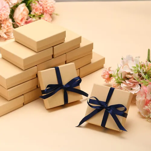 Vista 4 de Tenceur 60 cajas de regalo de joyería de 3.5 x 3.5 x 1 pulgadas, cajas de joyería de cartón, pequeñas cajas de regalo para joyas, aretes, collares