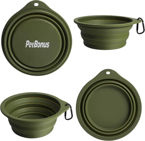 Vista 3 de PetBonus 2-Pack Silicone Collapsible Dog Bowls and Dog Collar Safety Clip