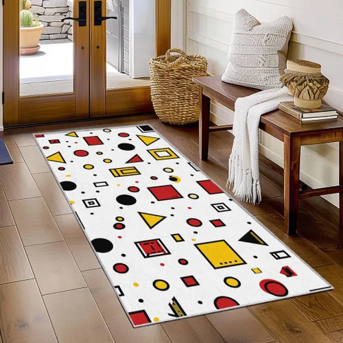 Vista 13 de Memphis Runner Rug 2x4 Small - Hallway Runner Rug Retro 80s Funky Geometric Fashion Pattern, Non Slip, Washable, Memphis Home Decor Carpet for