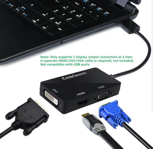 Vista 6 de Displayport multifunción Dp a HDMI/DVI/VGA macho a hembra 3 en 1 adaptador convertidor cable