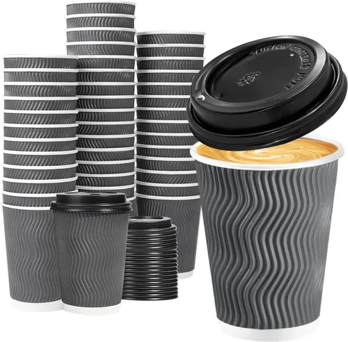 Vista 12 de Lamosi Paquete de 50 tazas de café desechables aisladas de 8 onzas