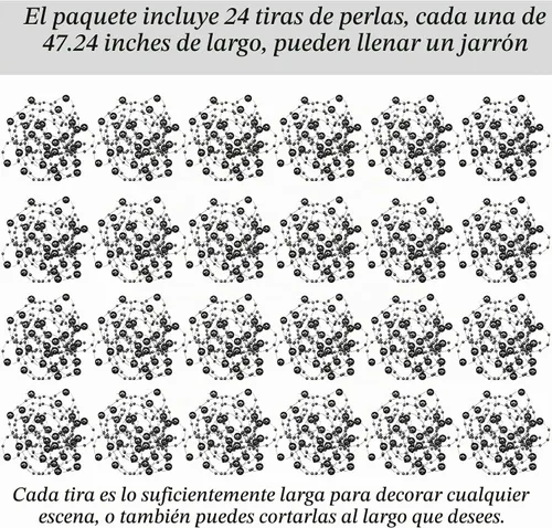 Vista 2 de Tondiamo 24 piezas de cadena de perlas artificiales para velas flotantes Negro