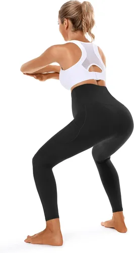 Vista 6 de Foucome Leggings de maternidad para mujer con bolsillos sobre el vientre, leggings de entrenamiento para yoga, pantalones de trabajo activo