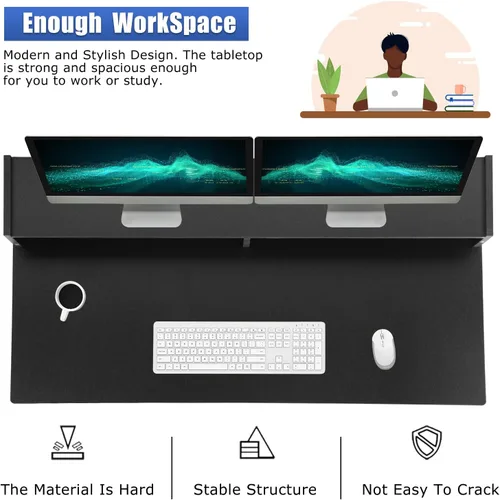 Vista 6 de PayLessHere Escritorio de oficina, escritorio para computadora con cajones, bandeja para teclado, escritorio de estudio de 43 pulgadas para el hogar