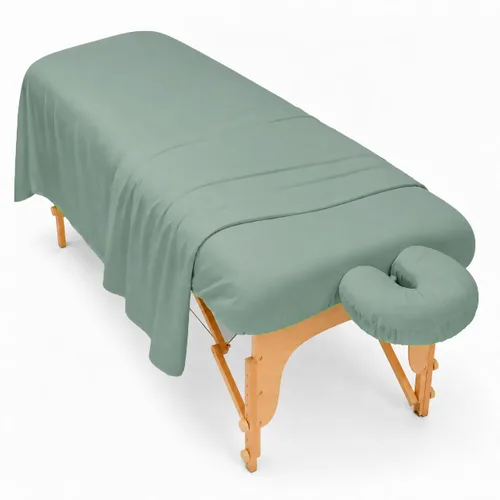 Vista 9 de Juego de sábanas de microfibra para mesa de spa de masaje, 3 piezas, resistente a las arrugas, incluye sábana plana, sábana bajera y funda para Gris