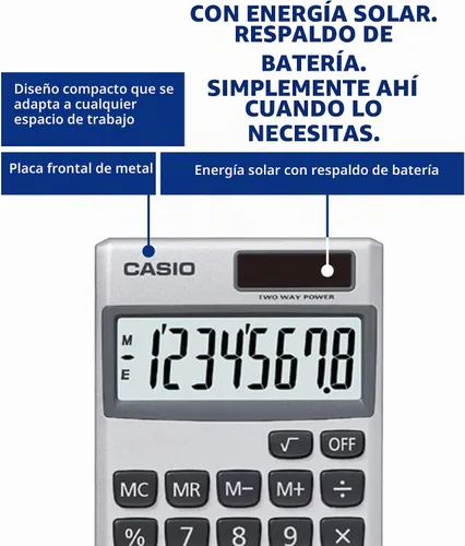 Vista 4 de Casio SL-300SV Calculadora de escritorio de función estándar Uso general Pantalla grande de 8 dígitos Tamaño de bolsillo Funciones