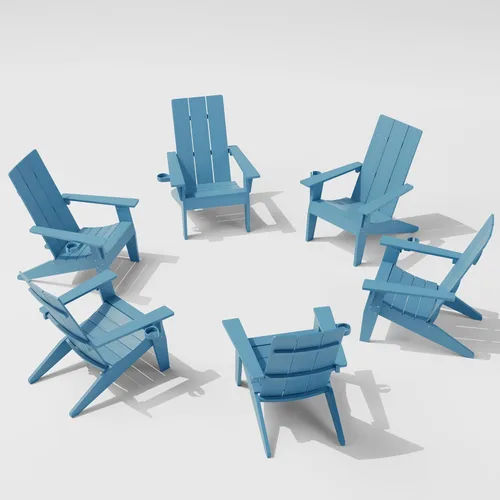 Vista 18 de MXIMU Silla Adirondack moderna resistente a la intemperie con portavasos, sillas de gran tamaño para hogueras Adorondic de plástico al aire libre
