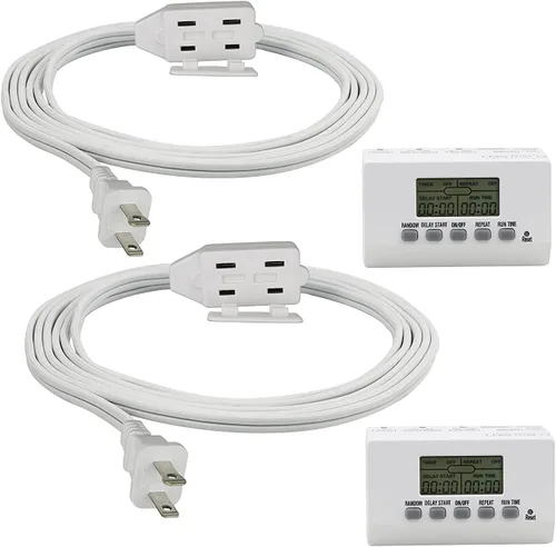 Vista 9 de Clear Power DCIC-00352P-DC - Paquete de 2 cables de extensión para interiores de 6 pies y 3 tomas, 16/2 SPT-2, marrón, enchufe polarizado de 2