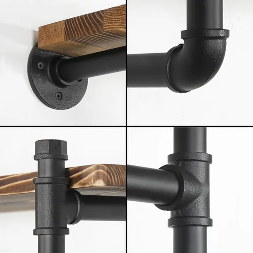 Vista 8 de WEBI Perchero de pared con estante, perchero industrial de 24 pulgadas con estantes, barra de ropa de hierro resistente, barra de ropa de exhibición