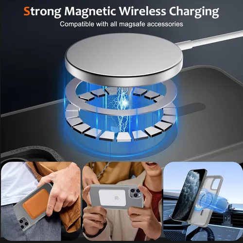 Vista 51 de Anuck - Funda magnética para iPhone 11 compatible con MagSafe, carcasa trasera mate translúcida dura, borde de TPU, delgada, resistente a impactos