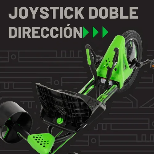 Vista 4 de Huffy Green Machine - Triciclo de deriva de 16 pulgadas, diseño ergonómico elegante, asiento ajustable, marco de acero duradero, fácil de operar