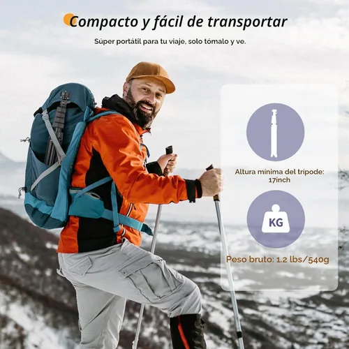 Vista 7 de Aureday Kit de accesorios para trípode de teléfono de 62", soporte de trípode para cámara y teléfono celular con control remoto inalámbrico