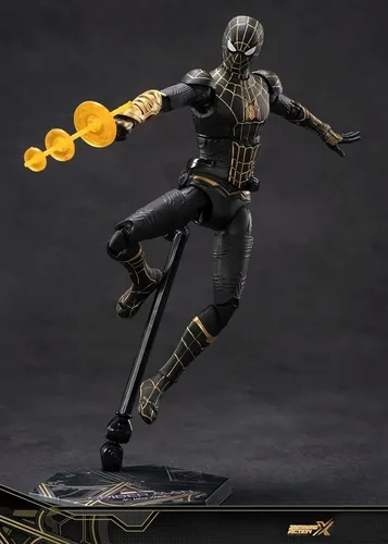 Vista 3 de LonullyMege Figuras de acción No Way Home - 17.7 cm, todas las articulaciones se mueven, colección exquisita, modelo de regalo (Negro & Oro)