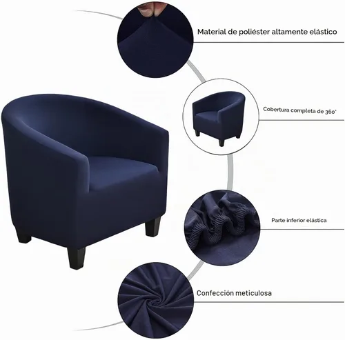 Vista 2 de NILUOH - Funda elástica para silla de club, cubierta elástica para silla de bañera, fundas para silla de barril, fundas para sillón, cubierta para 01