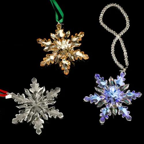 Vista 7 de XIANGBAN Edición 2025 Adornos de copo de nieve de cristal, adornos de Navidad, regalos para el hogar (2023-multicolor)