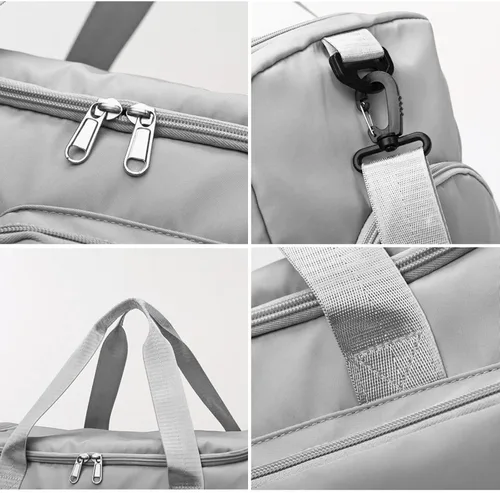 Vista 5 de Bolsa deportiva de gimnasio con compartimento para zapatos, bolsa de viaje con bolsillo separado seco húmedo para hombres y mujeres, bolsa de noche