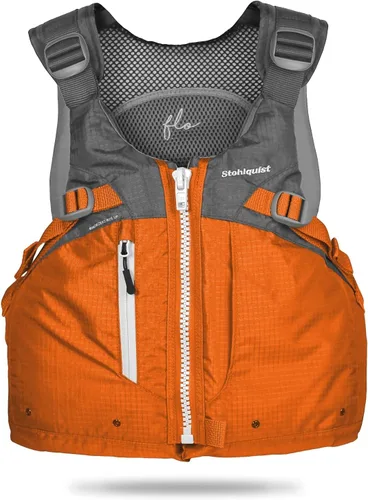 Vista 12 de Stohlquist Chaleco salvavidas PFD para mujer, 8 puntos de ajuste para un ajuste definitivo, carcasa exterior Ripstop, flotación de espalda alta Gris