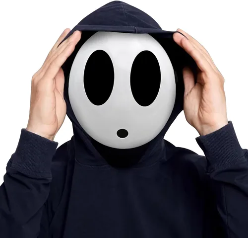 Vista 7 de Máscara de chico tímido con capa, 2 piezas, disfraz de anime de sueño blanco para Halloween, accesorios de accesorios de cosplay