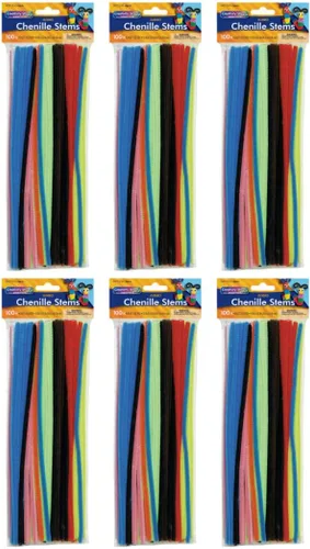 Vista 7 de Creativity Street Jumbo Chenille Stems, 12" x 6 mm, Craft Pipe Cleaners in Assorted Basic Colors, Pack of 100, Case of 12 Packs, 1200 Chenille Stems
