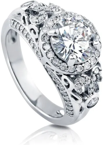 Vista 11 de BERRICLE Sterling Silver CZ Solitaire Wedding Engagement Promise Rings for Her, Round Cubic Zirconia Ring for Women