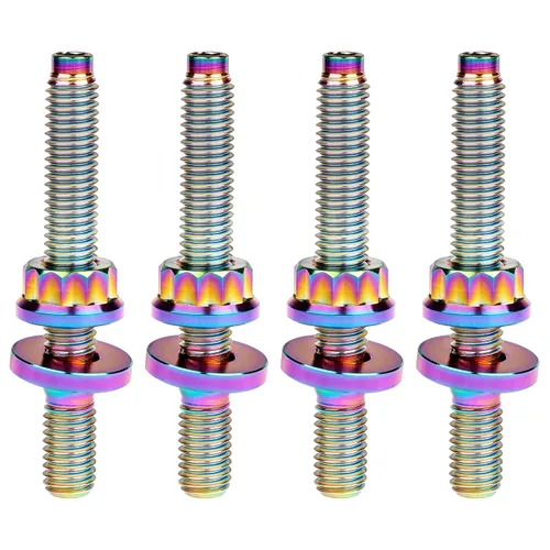 Vista 14 de Tornillo de titanio M8 M10x45 54 55 2.559 in paso 1.25 Kit de pernos de escape automotriz Kit tornillos, tuercas y arandelas Kit de 4 piezas