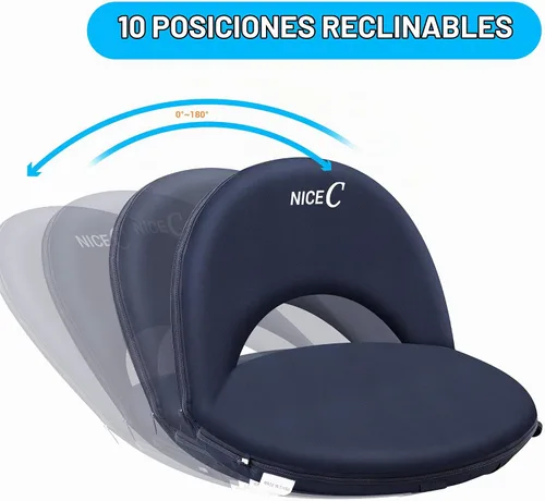 Vista 5 de Nice C Asientos de estadio, sillas de grada, cojín impermeable reclinable de 10 posiciones, ultraligero, plegable, acolchado extra grueso