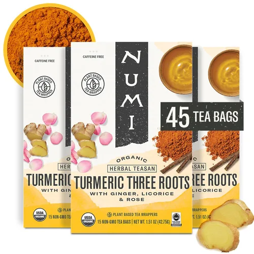 Vista 33 de Té de cúrcuma, Amber Sun, Numi Organic Mezcla de té de cúrcuma de hierbas con rooibos y especias
