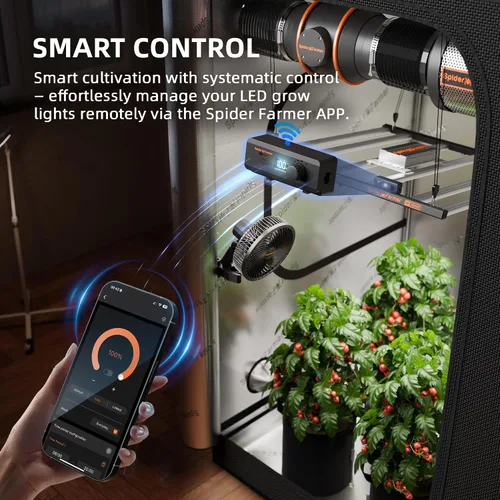 Vista 7 de Spider Farmer G1500 - Luces LED de crecimiento rentables de 150 W, control inteligente de aplicación mejorado, cobertura de 2 x 2 pies, pantalla